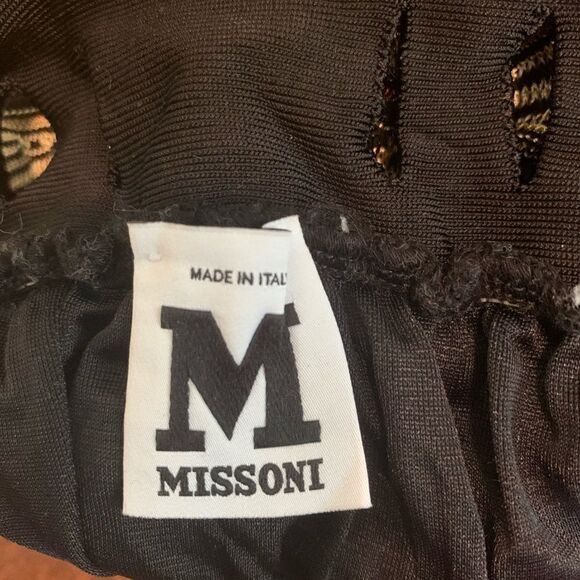 M MISSONI Knit Ruffle Skirt Black Tan Aqua 38 2 XS - Picture 7 of 7